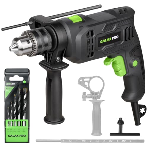GALAX PRO 4.5Amp 0-3000RPM Corded Hammer Drill with 12 Variable Speed - style: Hammerdrill with 5pcs drill Bit