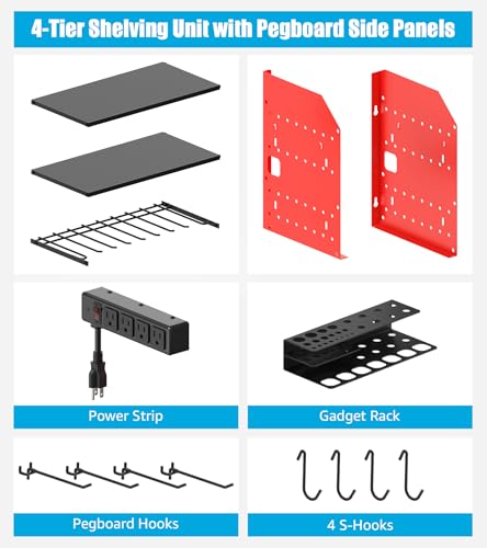CCCEI Modular Power Tool Organizer Wall Mount with Charging, Red, 1 Pack - color: Red
