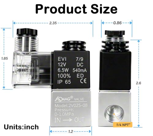1/4inch NPT DC 12V 2 Way Normally Closed Electric Solenoid Air Valve - size: 1/4" Port, style: DC12V