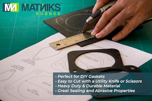 MATNIKS Nitrile Rubber Sheet (NBR) -12in x12in x 1/16” Thick, Fuel and Oil Resistant, Shore A60 Hardness, Black Smooth Finish, Ideal for Gaskets, Sealing, Automotive, Machinery, Plumbing, DIY Projects - size: 12x12x1/16-inch Black
