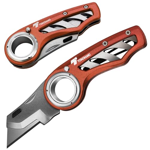 Tondiamo 2 Pcs Folding Pocket Utility Knife Box Cutter, Brown - color: Brown