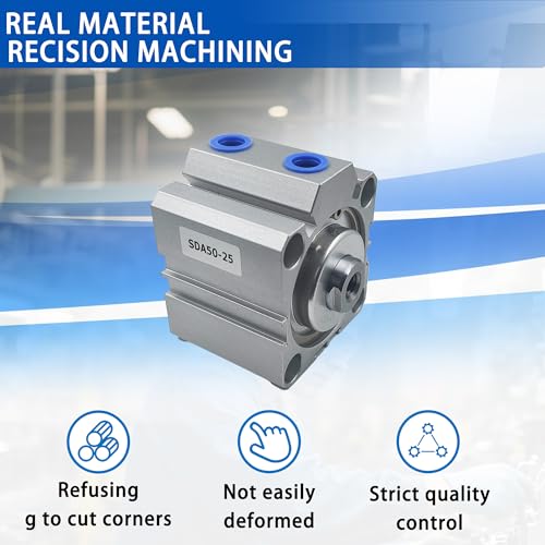CG WEITENG Pneumatic Pneumatic Small Thin Cylinder Aluminum Pneumatic Air Cylinder for Pneumatic and Hydraulic Systems SDA (50mmx25mm) - color: 25 mm, size: SDA-50 mm