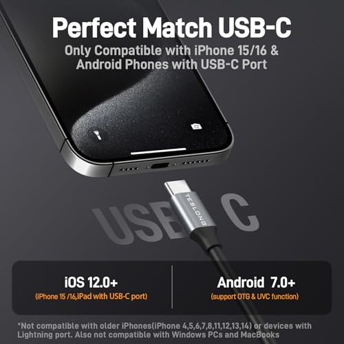 Teslong USB-C Two-Way Articulating Borescope for Home & Auto Inspection