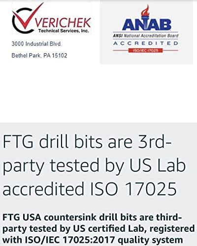FTG USA #4 (7/64") Wood Countersink Drill Bit 4-Pc Set with 3/8" Depth Stop - size: #4, style: 4 Pc with Depth Stop