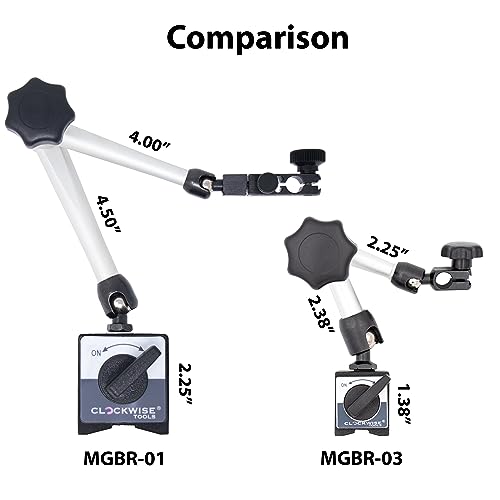 Clockwise Tools Mini Magnetic Base, MGBR-03, Magnetic Stand for Digital Dial Indicators, 88lbs Max Pull - style: MGBR-03 Mini