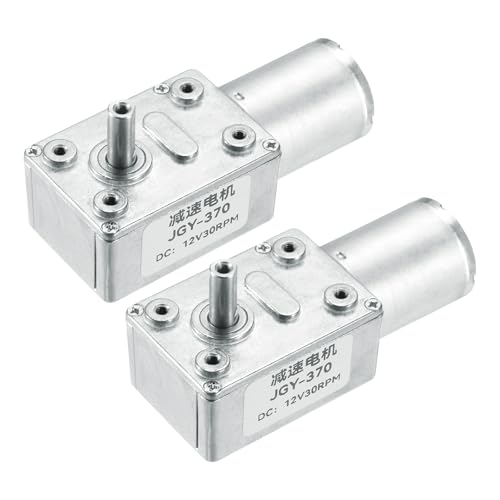 MECCANIXITY 2 Pcs DC 12V 30 RPM Reversible Worm Geared Motor Reducer Motor 6mm D Shape Shaft High Torque Gear Box Reduction Electric Motor for Sweepers, Printers, Ovens - style: 30 RPM