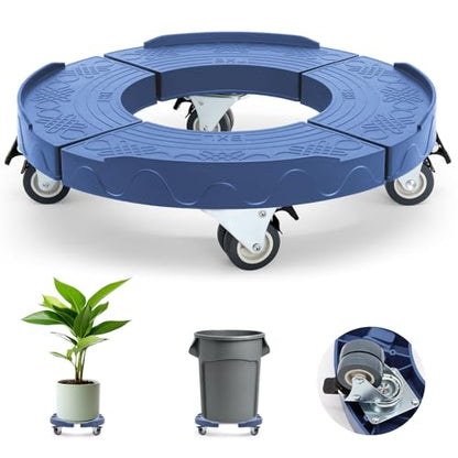 Plant Rollers with Wheels, 15-19 Inch Adjustable Bucket Dolly with Locking Wheels 440 LBS Heavy Duty Drum Cart Plant Caddy with Wheels Plant Mover Base, Blue - color: Blue
