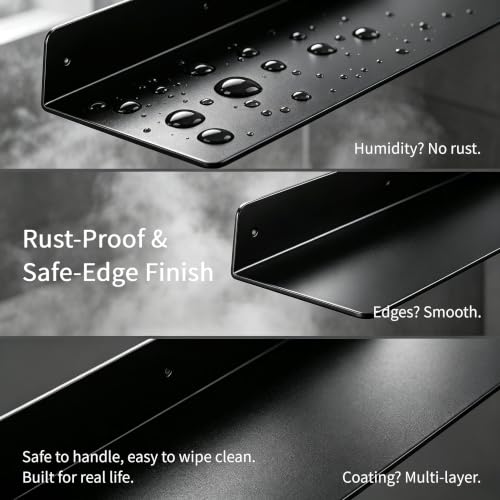48 Inch 2-Pack Metal Floating Shelves for Wall, Heavy Duty Carbon Steel Floating Shelves, Farmhouse Industrial Home Rust-Proof Bathroom Kitchen Living Room Garage Storage Rack with Anchors