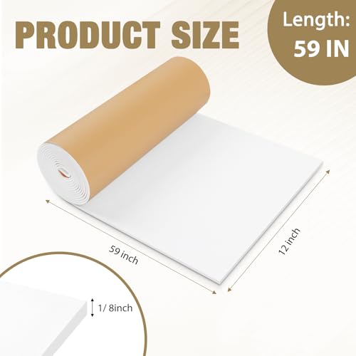 LSGCQ Sponge Neoprene Foam Padding Self Adhesive Foam Sheets, White - color: White, size: 12" Wide x 1/8" Thick x 59" Long