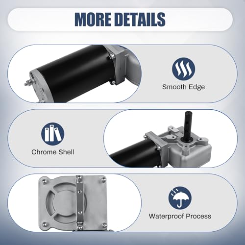 1200W 60:1 1.6HP Electric Tarp Motor for Dump Trucks Over 28' Length, Universal Tipper Truck Canopy Motor for Dump Truck Tarp System with Chrome Housing Cover- 12V DC, 55AMPS/65RPM- 5 Years Warranty - size: 1200w 60:1