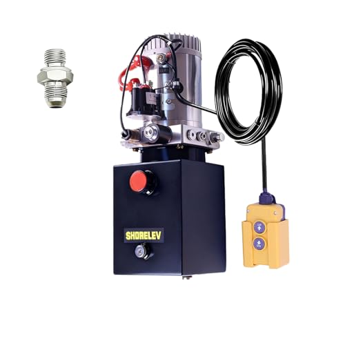 Hydraulic Power Units, 12V DC Hydraulic Pump 4L Iron Hydraulic Power Unit for Car Lifting, Dump Trailer, Industrial Applications - color: Black, size: 12V DC 4QT Iron