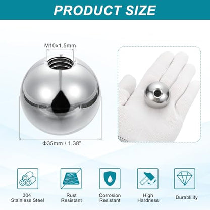 PATIKIL M10x35mm Ball Nuts Knob, 1pcs 304 Stainless Steel Round Solid Blind Hole Decorative Screw Cap Cover Machinery Handle Hardware - size: M10x35mm