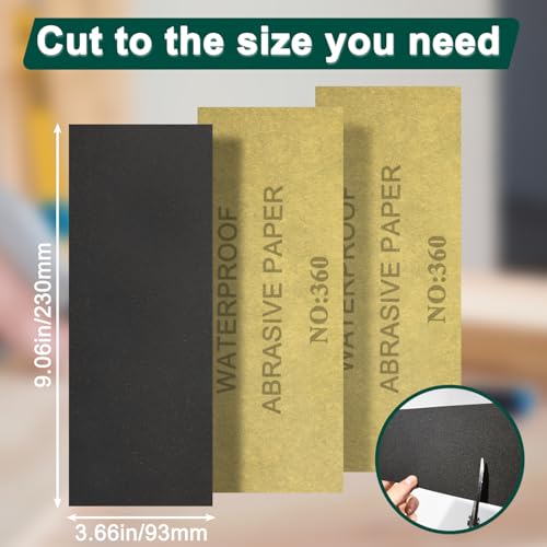 20PCS Sand Paper 360 Grit Sandpaper Sheets, 9 x 3.6 Inch Wet Dry Sandpaper Sheets, Sand Paper for Metal, Wood Furniture, Automotive and Crafts - color: K-360 Grit 20pcs
