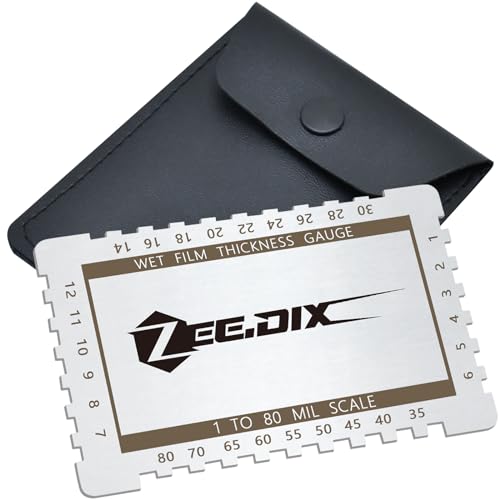 ZeeDix Stainless Steel Metal Wet Film Thickness Gauge Comb, 1-80 Mil Scale, Dual Scale Step and Notched Gauge Thickness Tool for Paints Resins - style: Wet Film Thickness Gauges