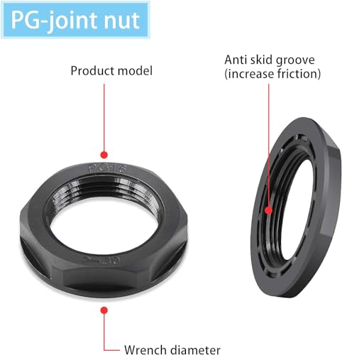 SuperInk 40 Pcs Cable Gland - Plastic Waterproof Adjustable 3-14mm Cable Glands Joints Wire Protector PG7 PG9 PG11 PG13.5 PG16 Cable Connectors