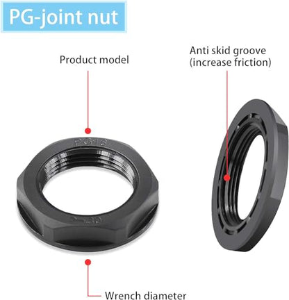 SuperInk 40 Pcs Cable Gland - Plastic Waterproof Adjustable 3-14mm Cable Glands Joints Wire Protector PG7 PG9 PG11 PG13.5 PG16 Cable Connectors