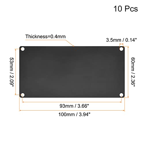 uxcell Stainless Steel Blank Tags, 100 x 60mm Rectangle Engraving Blanks Card with 4 Hole for Machine Nameplate DIY Label Tag, 10Pcs (Black) - size: 100mm x 60mm