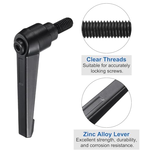 uxcell 16pcs Lever Adjustable Handles M8 x 15mm Metric Male Thread, Level Clamping Handle Hand Stud Knobs Rotating Screw Handles Bolts with Locking Lever, Black - size: M8 x 15mm