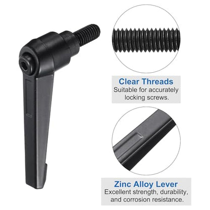 uxcell 16pcs Lever Adjustable Handles M8 x 15mm Metric Male Thread, Level Clamping Handle Hand Stud Knobs Rotating Screw Handles Bolts with Locking Lever, Black - size: M8 x 15mm