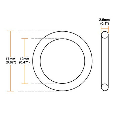 uxcell Nitrile Rubber O-Rings 17mm OD 12mm ID 2.5mm Width, Metric Sealing Gasket for Automotive Machine Plumbing, Pack of 20 - size: 12x17x2.5mm