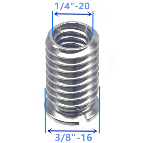Stainless Steel 1/4"-20 Female to 3/8"-16 Male Convert Screw Adapter (6pcs, 16.5mm) - color: 6pcs, size: 16.5mm