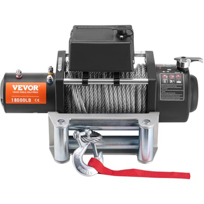 VEVOR Electric Winch, 18,000 lb Truck Trailer Jeep Winch, 12V DC 7/16 in x 85 ft Steel Cable Roller Fairlead Wireless & Wired Remote Control, IP55 Waterproof Towing for Off Road SUV Jeep Truck Trailer - size: 18000 lbs