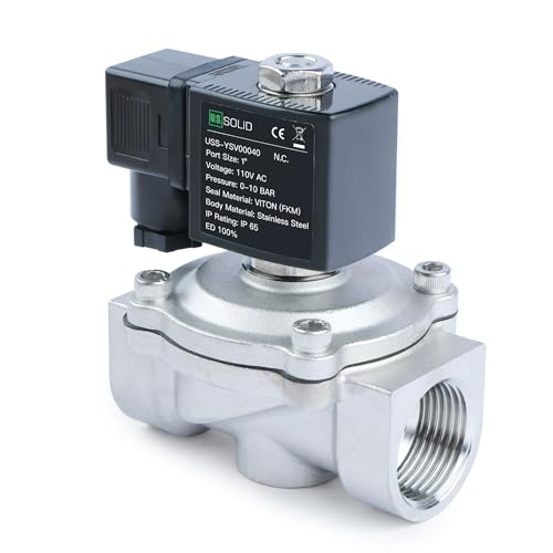 U.S. Solid 1" Stainless Steel Solenoid Valve -110V 120V AC, Normally Closed, 145 PSI Electric Valve for Water, Air, Diesel - size: 1 Inch