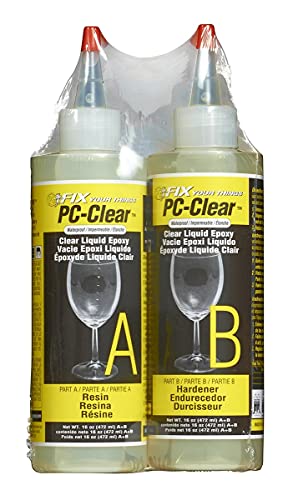 PC Products PC-Clear Epoxy Adhesive Liquid, 16oz in Two Bottles, Clear 70161, (Pack of 6) - size: 16 oz Two Bottles, 6-Pack