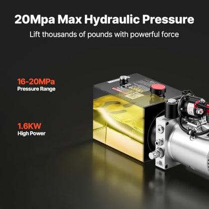 VEVOR 4 Quart Hydraulic Pump DC 12V 1.6KW Single Acting Dump Trailer Pump - size: 4 Quart Single Acting, style: Single Acting
