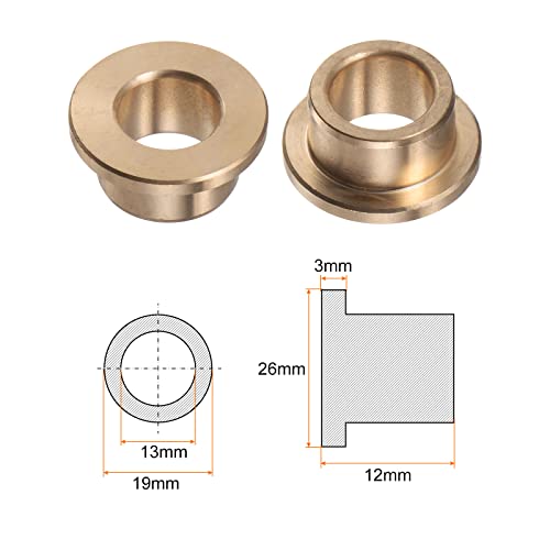 HARFINGTON Flange Bearing Sleeve 13mm Bore 19mm OD 12mm Length 3mm Flange Thickness Bronze Bushing Self-Lubricating Bushings Sleeve for Industrial Equipment - size: 13mmx19mmx12mm