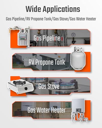 Natural Gas Detector, TopTes PT299 Gas Leak Detector with Extendable Rod, Portable Propane Sniffer for Detecting Combustible Leaks Like Methane & Butane for Home, RV (Includes Battery x2) - Orange