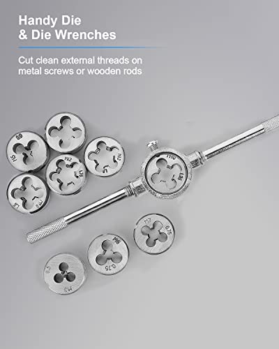 110 PCS Metric Tap and Die Set, M2-M18 Tap and Die Rethreading Kit