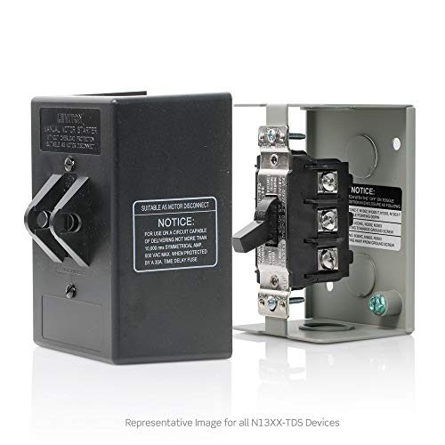 Leviton Manual Motor Controller, Industrial Grade, Grounded To Enclosure, Back & Side Wired, N1303-TDS, Black - color: Black