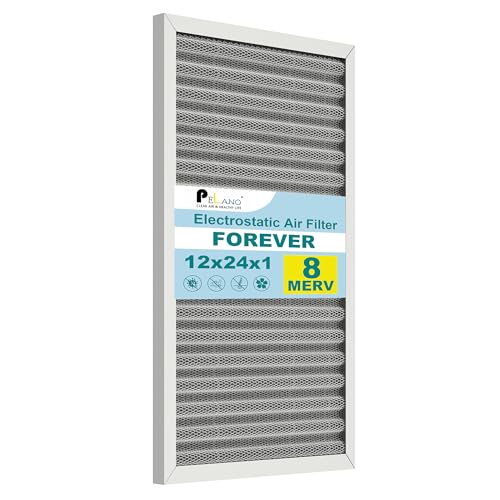 12x24x1 Reusable Air Filter, Electrostatic HVAC Air Filter, Lasts a Lifetime, Washable, Enjoy Fresher Air in Home and Office, MERV 8 (Actual Size:11.38x23.38x0.82 Inch) - size: 24" x 12" x 1"