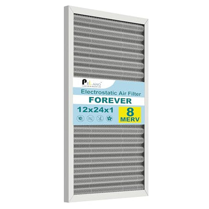 12x24x1 Reusable Air Filter, Electrostatic HVAC Air Filter, Lasts a Lifetime, Washable, Enjoy Fresher Air in Home and Office, MERV 8 (Actual Size:11.38x23.38x0.82 Inch) - size: 24" x 12" x 1"