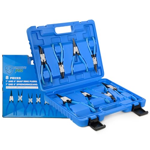 SMOTIVEPRO Precision 8PCS Snap Ring Pliers Set, 7" & 9" Internal/External - size: 8PC 7"/9" Internal/External Set