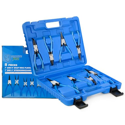 SMOTIVEPRO Precision 8PCS Snap Ring Pliers Set, 7" & 9" Internal/External - size: 8PC 7"/9" Internal/External Set