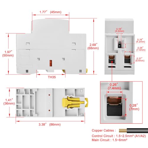 Heschen 40A 2 Pole Modular AC Contactor CT1-40/20, 110V AC/DC Coil - color: Silent 110V AC/DC Coil (2NO), size: 40 Amp