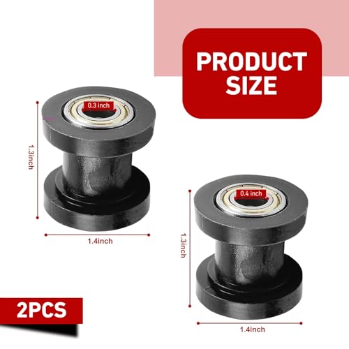2 PCS Car Modified Chain Guide Sprocket, 0.3" and 0.4" Chain Tensioner Guides, Chain Roller Pulley Tensioner Wheel Guide with Rolling Wheels, Fit for Dirt Bikes Motorcycle Bicycles (Black)