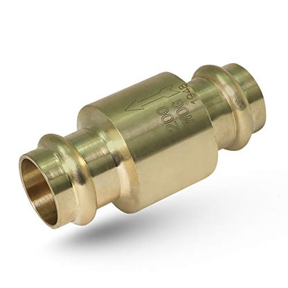 Midline Valve 372S336 Inline Spring Loaded Check Valve, Backflow Prevention, Lead-Free, 1-1/4 in. Press Connections, Cast Brass - size: 1-1/4 in., style: Single Pack