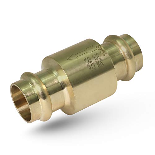 Midline Valve 372S336 Inline Spring Loaded Check Valve, Backflow Prevention, Lead-Free, 1-1/4 in. Press Connections, Cast Brass - size: 1-1/4 in., style: Single Pack