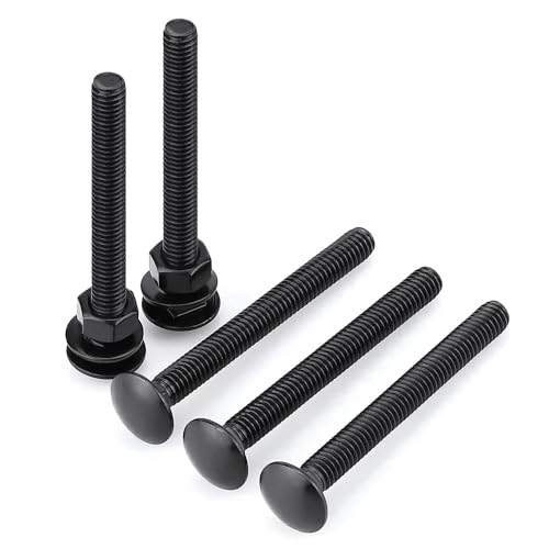 16 Sets 5/16-18 x 3" Black Carriage Bolts Screws and Hex Nuts & Flat Washers, 304 Stainless Steel 18-8, Round Head Square Neck, Full Thread Coverage - size: 5/16-18 x 3"
