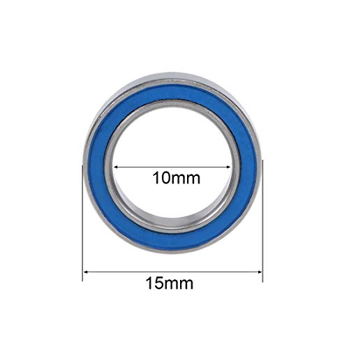 uxcell 6700-2RS Deep Groove Ball Bearing 10x15x4mm Double Sealed ABEC-3 Bearings 2-Pack - size: 10x15x4mm