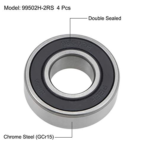uxcell 99502H-2RS Deep Groove Ball Bearings 5/8-inch Inner Dia 1-3/8-inch OD 11mm Bore Double Sealed Chrome Steel Z2 4pcs - size: 5/8"x1-3/8"x11mm