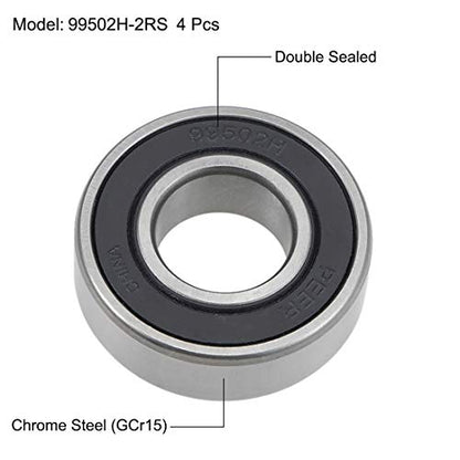 uxcell 99502H-2RS Deep Groove Ball Bearings 5/8-inch Inner Dia 1-3/8-inch OD 11mm Bore Double Sealed Chrome Steel Z2 4pcs - size: 5/8"x1-3/8"x11mm