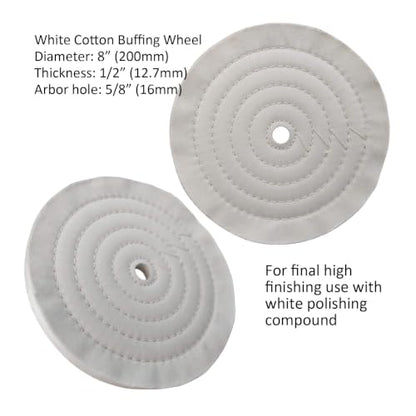 8" Stainless Steel Polishing Buffing Kit for Bench Grinder, 5/8" Hole-6pc