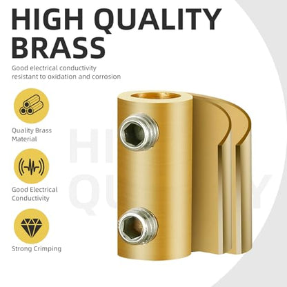 10PCS 6-10AWG 6 8 10 Gauge Wire Butt Connector 2Nut Splice Kit Brass - color: 6AWG-80Amp-2Nuts, size: 10
