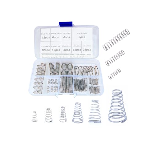 100pcs Conical Spring Assorted Set, 304 Stainless Steel Metal Taper Compression Small Springs