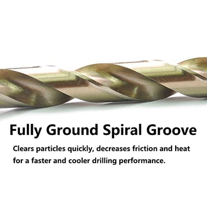 15/64" Cobalt Drill Bits(20PCS), M35 HSSCO High Speed Steel Jobber Length Twist Drill Bit Set for Hardened Metal, Stainless Steel, Cast Iron, Plastic and Wood - size: 15/64"(20PCS)
