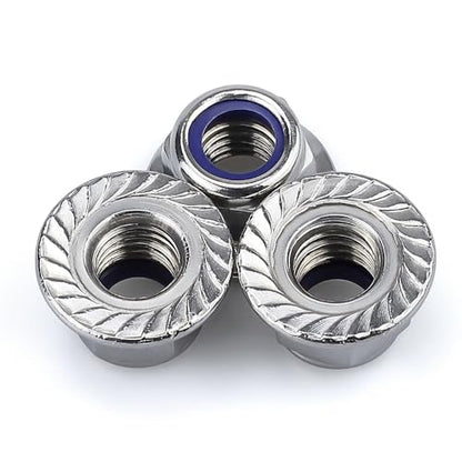M4-0.7 (50 Pack) Hex Flange Locknuts, Serrated Flange Washer, Stainless Steel 304 (18/8) - size: M4-0.7